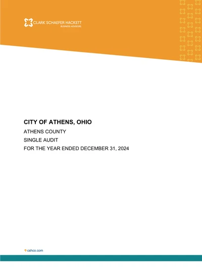 City of Athens ACFR Cover