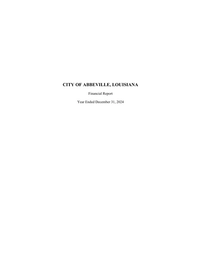City of Abbeville, Louisiana ACFR Cover