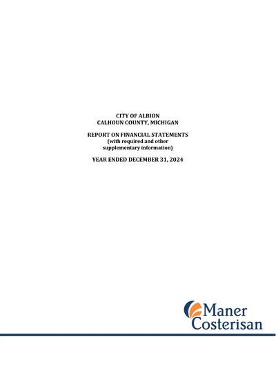 City of Albion ACFR Cover