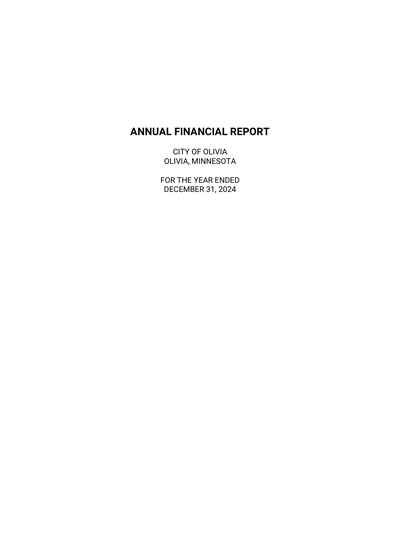 City of Olivia ACFR Cover