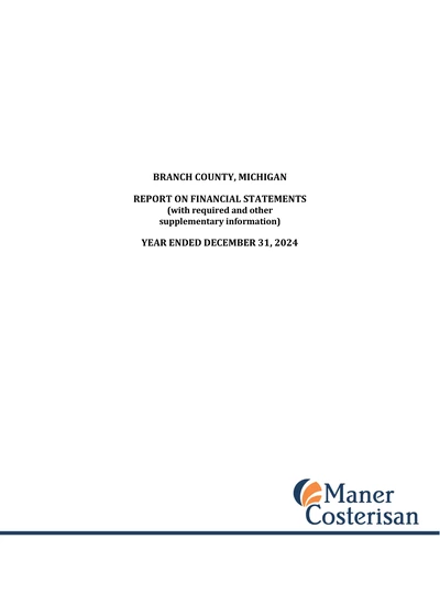 Branch County ACFR Cover