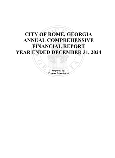 City of Rome, Georgia ACFR Cover
