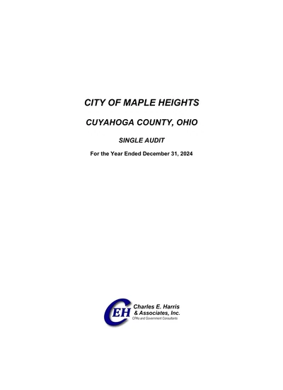 City of Maple Heights ACFR Cover