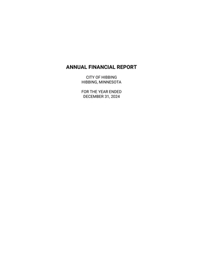 City of Hibbing, Minnesota ACFR Cover