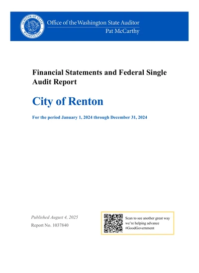 City of Renton ACFR Cover