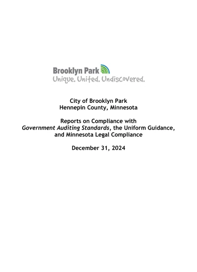 City of Brooklyn Park ACFR Cover