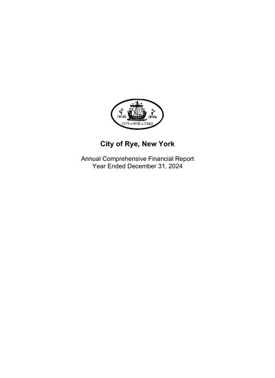 City of Rye ACFR Cover