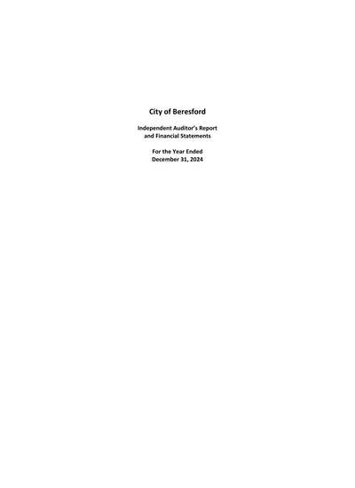 City of Beresford ACFR Cover