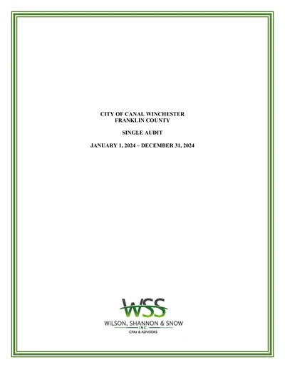 City of Canal Winchester ACFR Cover