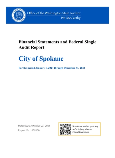 City of Spokane ACFR Cover