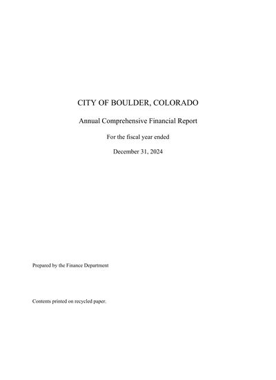 City of Boulder ACFR Cover
