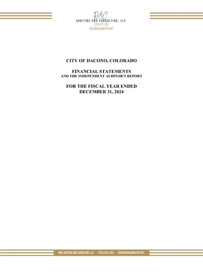 City of Dacono, Colorado ACFR Cover