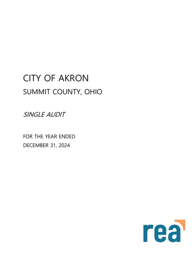 City of Akron ACFR Cover