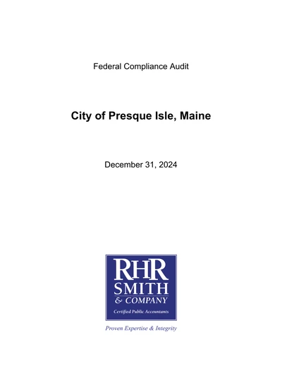 City of Presque Isle, Maine ACFR Cover