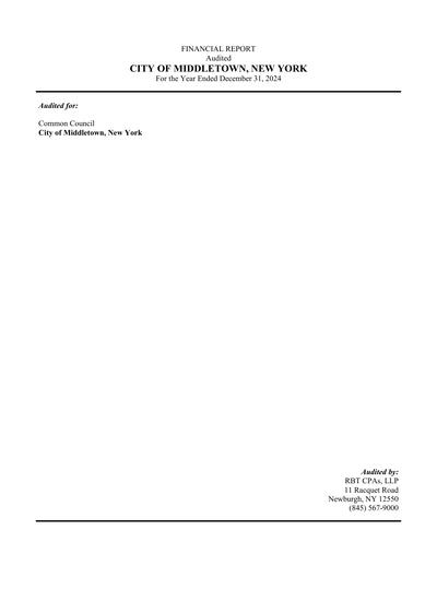 City of Middletown ACFR Cover