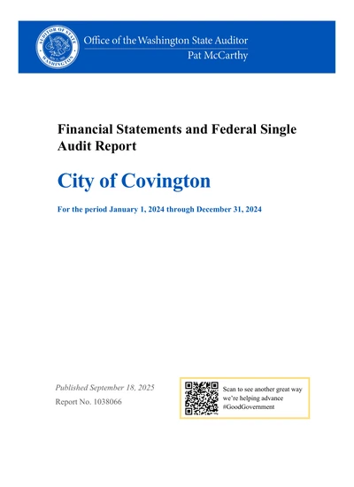City of Covington ACFR Cover