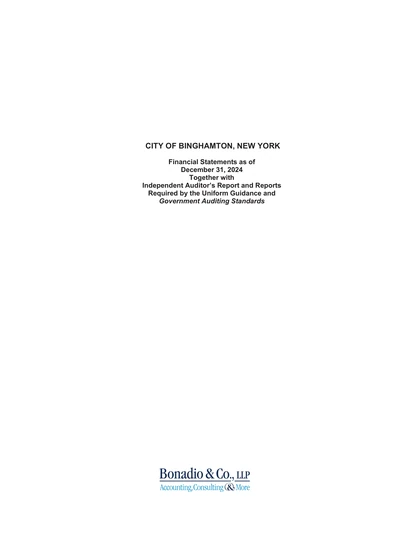 City of Binghamton, New York ACFR Cover