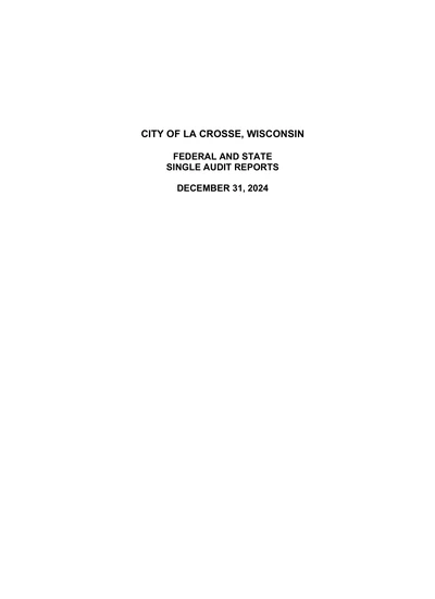 City of La Crosse ACFR Cover