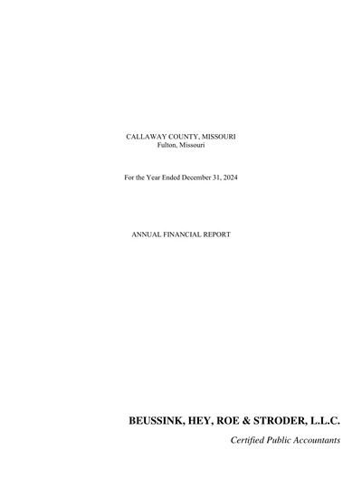 Callaway County, Missouri ACFR Cover