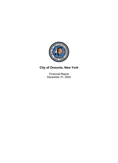 City of Oneonta, New York ACFR Cover