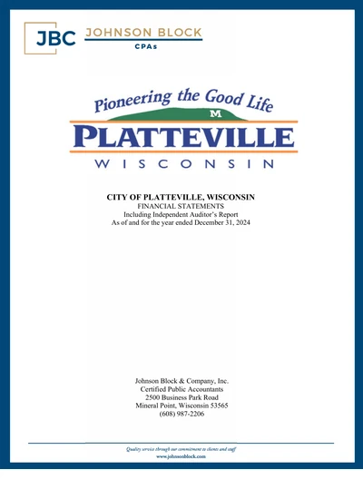 City of Platteville ACFR Cover