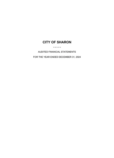 City of Sharon ACFR Cover