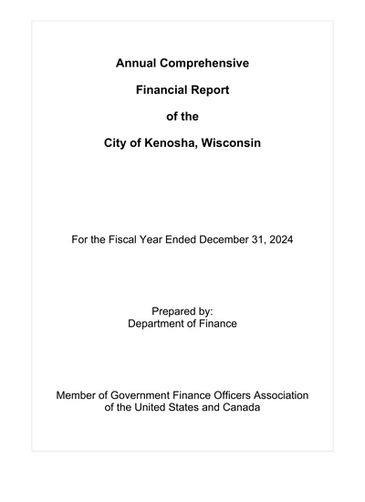 City of Kenosha ACFR Cover